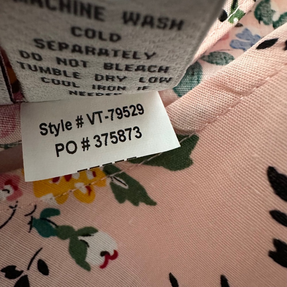 Vermont Country Store Pink Floral Cotton Button Front Midi Dress Pockets S - Picture 10 of 10